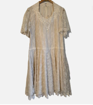 Vintage Ivory Lace Dress Jodi Scott York USA Romantic Prairie Midi